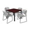 Kee/Zeng Square Mahogy. Table/4 Gray Chairs, Square, 36", 36" W, 29" H, Mahogany TB3636MHBPBK44GY - alternate 1